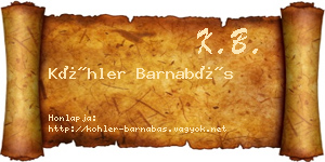 Köhler Barnabás névjegykártya
