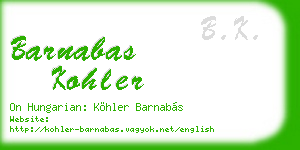 barnabas kohler business card