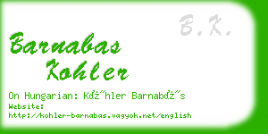 barnabas kohler business card